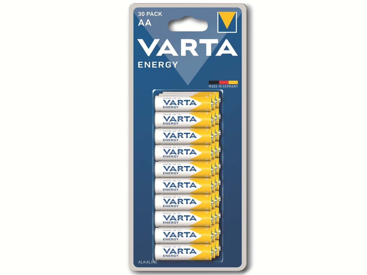 VARTA Batterie Alkaline, Mignon, AA, LR06, 1.5V, Energy, 30 Stück von Varta