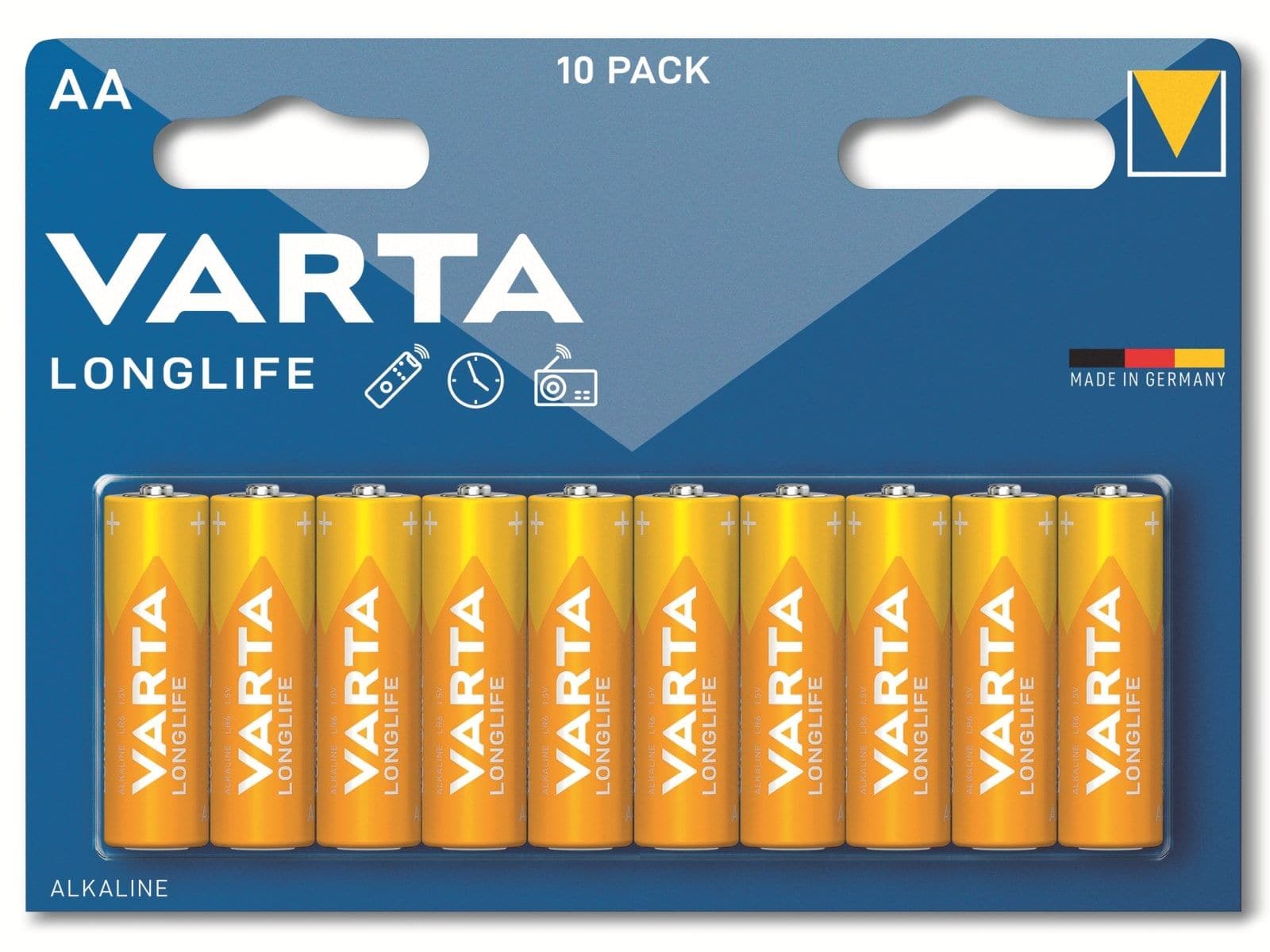 VARTA Batterie Alkaline, Mignon, AA, LR06, 1.5V, Longlife, 10 Stück von Varta