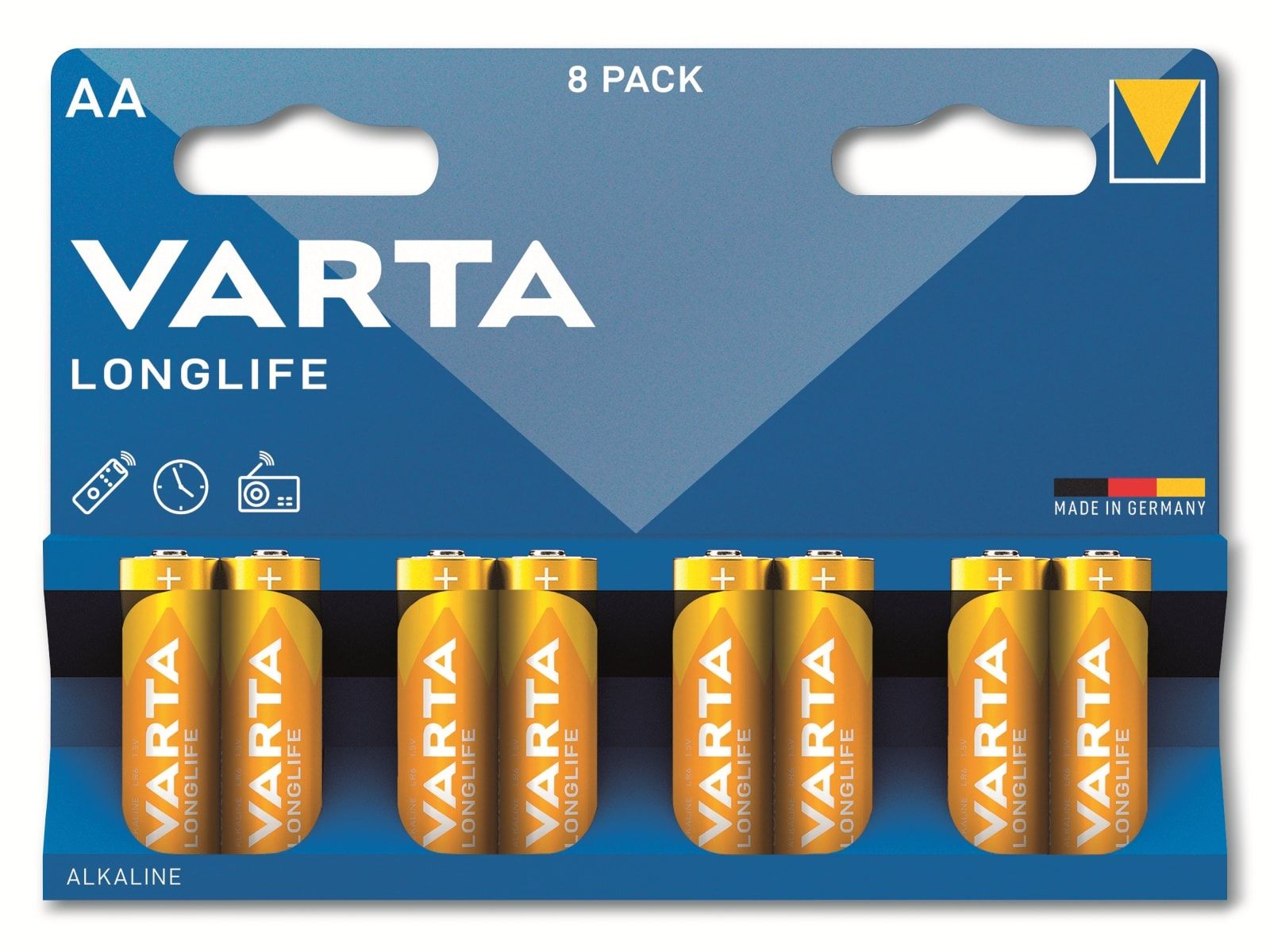 VARTA Batterie Alkaline, Mignon, AA, LR06, 1.5V, Longlife, 8 Stück von Varta