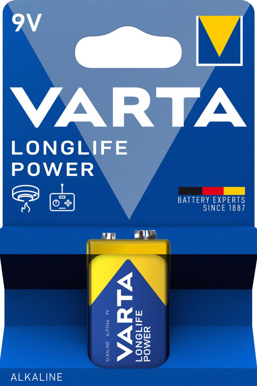 VARTA Batterie LONGLIFE Power E-Block Alkalisch - 550 mAh - 9,0 V von Varta