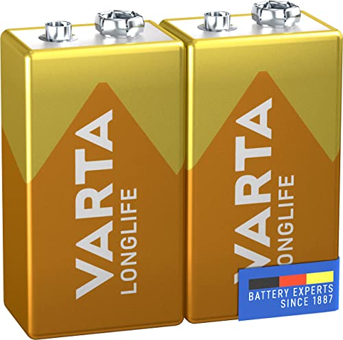 VARTA Batterien 9V Blockbatterie, 2 Stück, Longlife, Alkaline, Vorratspack, für Rauchmelder, Brand- & Feuermelder von Varta