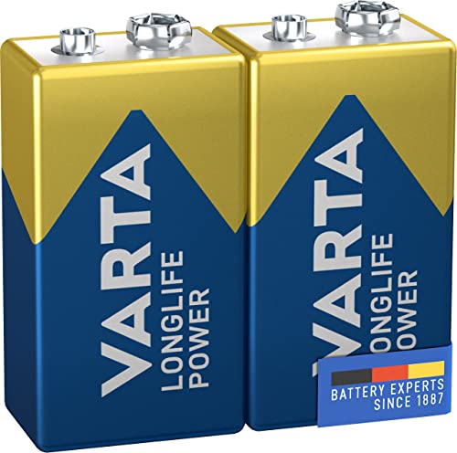 VARTA Batterien 9V Blockbatterie, 2 Stück, Longlife Power, Alkaline, für Rauchmelder, Brand- & Feuermelder, Mikrofon von Varta