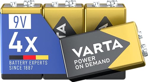 VARTA Batterien 9V Blockbatterien, 4 Stück, Power on Demand, Alkaline, Vorratspack, smart, flexibel, leistungsstark, ideal für Rauchmelder, Brand- & Feuermelder [Exklusiv bei Amazon] von Varta
