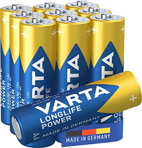VARTA Batterien AA, 10 Stück, Longlife Power, Alkaline, 1,5V, ideal für Spielzeug, Funkmaus, Taschenlampen, Made in Germany von Varta