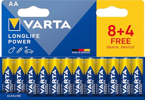 VARTA Batterien AA, 8+4 (12 Stück), Longlife Power, Alkaline, 1,5V, ideal für Spielzeug, Funkmaus, Taschenlampen, Verpackung zu 90% recycelt, Made in Germany VARTA Batterien AA, 8+4 (12 Stück), Longlife Power, Alkaline, 1,5V, ideal für Spielzeug, Funkmaus, Taschenlampen, Verpackung zu 90% recycelt, Made in Germany von VARTA