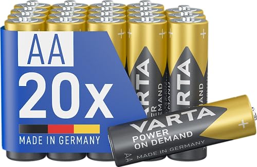 VARTA Batterien AA, 20 Stück, Power on Demand, Alkaline, 1,5V, Vorratspack, smart, flexibel, leistungsstark, ideal für Computerzubehör, Smart Home Geräte, Made in Germany [Exklusiv bei Amazon] von Varta