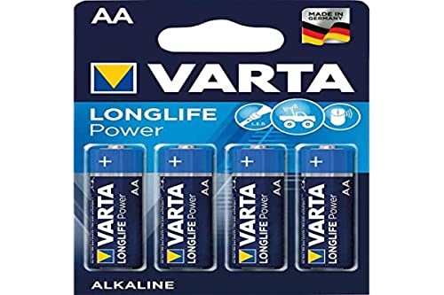 VARTA Batterien AA, 4 Stück, Longlife Power, Alkaline, 1,5V, für Spielzeug, Funkmäuse, Taschenlampen, Made in Germany von Varta