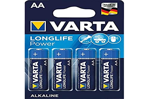 VARTA Batterien AA, 4 Stück, Longlife Power, Alkaline, 1,5V, für Spielzeug, Funkmäuse, Taschenlampen, Made in Germany VARTA Batterien AA, 4 Stück, Longlife Power, Alkaline, 1,5V, für Spielzeug, Funkmäuse, Taschenlampen, Made in Germany von VARTA