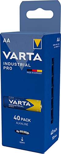 VARTA Batterien AA, 40 Stück, Industrial Pro, Alkaline Batterie, 1,5V, Vorratspack, Made in Germany [Exklusiv bei Amazon] von Varta
