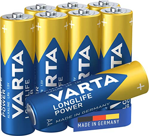 VARTA Batterien AA, 8 Stück, Longlife Power, Alkaline, 1,5V, ideal für Spielzeug, Funkmaus, Taschenlampen, Made in Germany von Varta