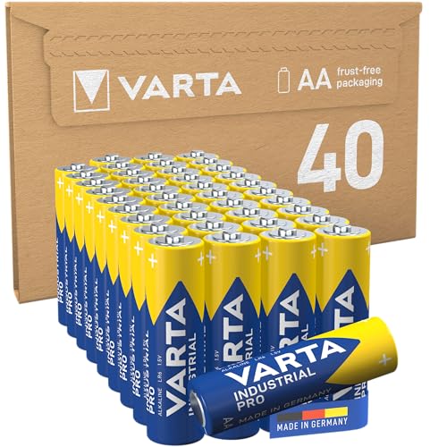 VARTA Batterien AA, Industrial Pro, Alkaline Batterie, 1,5V, Vorratspack in umweltschonender Verpackung, Made in Germany [Exklusiv bei Amazon] 40 Stück von Varta