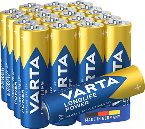 VARTA Batterien AA, Longlife Power, Alkaline, 1,5V, ideal für Spielzeug, Funkmaus, Taschenlampen, Made in Germany , 20 Stück (1er Pack) von Varta