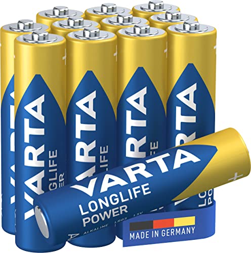 VARTA Batterien AAA, 12 Stück, Longlife Power, Alkaline, 1,5V, ideal für Spielzeug, Funkmaus, Taschenlampen, Made in Germany von Varta