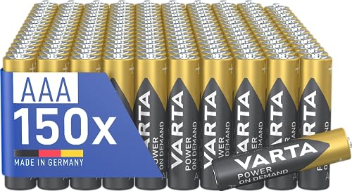 VARTA Batterien AAA, 150 Stück, Power on Demand, Alkaline, 1,5V, Vorratspack, smart, flexibel, leistungsstark, ideal für Computerzubehör, Smart Home Geräte, Made in Germany [Exklusiv bei Amazon] von Varta