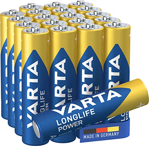 VARTA Batterien AAA, 20 Stück, Longlife Power, Alkaline, 1,5V, ideal für Spielzeug, Funkmaus, Taschenlampen, Made in Germany von Varta