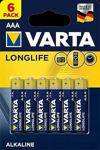 VARTA Batterien AAA, 6 Stück, Longlife, Alkaline, 1,5V, für Fernbedienungen, Radios, Uhren, Made in Germany von Varta