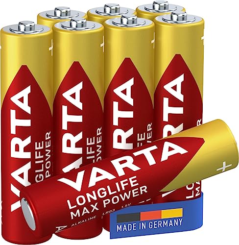 VARTA Batterien AAA, 8 Stück, Longlife Max Power, Alkaline, 1,5V, für Digitalkamera, Controller, Blutdruckmessgerät, Made in Germany VARTA Batterien AAA, 8 Stück, Longlife Max Power, Alkaline, 1,5V, für Digitalkamera, Controller, Blutdruckmessgerät, Made in Germany von Varta
