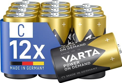 VARTA Batterien C Baby, 12 Stück, Power on Demand, Alkaline, Vorratspack, smart, flexibel, leistungsstark, ideal für Computerzubehör, Smart Home Geräte, Made in Germany [Exklusiv bei Amazon] von Varta