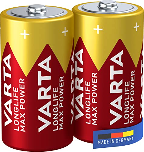 VARTA Batterien C Baby, 2 Stück, Longlife Max Power, Alkaline, 1,5V, ideal für Digitalkamera, Controller, Blutdruckmessgerät, Made in Germany von Varta