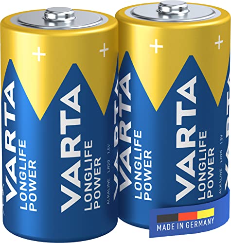 VARTA Batterien C Baby, 2 Stück, Longlife Power, Alkaline, 1,5V, ideal für Computerzubehör, Taschenlampe, Kamera, Made in Germany von Varta