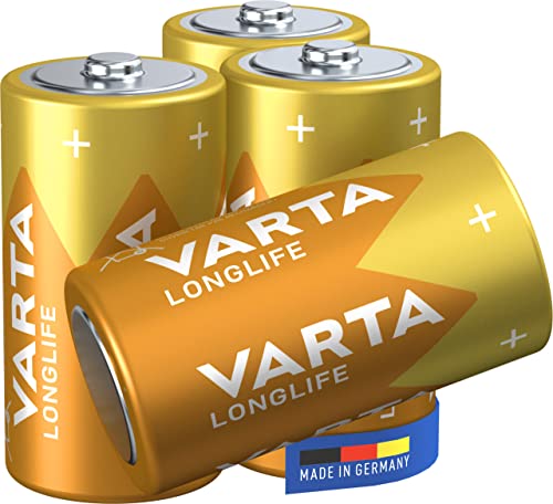 VARTA Batterien C Baby, 4 Stück, Longlife, Alkaline, 1,5V, ideal für Fernbedienungen, Wecker, Radios, Made in Germany von Varta