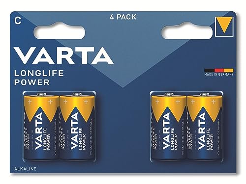 VARTA Batterien C Baby, 4 Stück, Longlife Power, Alkaline, 1,5V, ideal für Spielzeug, Funkmaus, Taschenlampen, Made in Germany von Varta