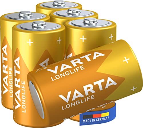 VARTA Batterien C Baby, 6 Stück, Longlife, Alkaline, 1,5V, ideal für Fernbedienungen, Wecker, Radios, Made in Germany von Varta