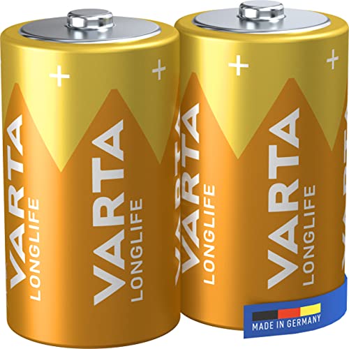 VARTA Batterien D Mono, 2 Stück, Longlife, Alkaline, 1,5V, ideal für Fernbedienungen, Wecker, Radios, Made in Germany von Varta