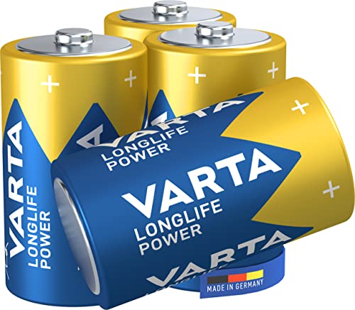 VARTA Batterien D Mono, 4 Stück, Longlife Power, Alkaline, 1,5V, ideal für Spielzeug, Funkmaus, Taschenlampen, Made in Germany von Varta