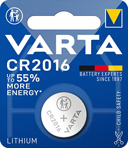 VARTA Batterien Knopfzelle CR2016, 1 Stück, Lithium Coin, 3V, kindersichere Verpackung, für elektronische Kleingeräte - Autoschlüssel, Fernbedienungen, Waagen von Varta