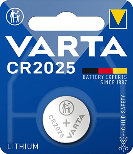 VARTA Batterien Knopfzelle CR2025, 1 Stück, Lithium Coin, 3V, kindersichere Verpackung, für elektronische Kleingeräte - Autoschlüssel, Fernbedienungen, Waagen von Varta