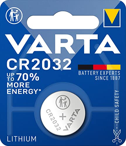 VARTA Batterien Knopfzelle CR2032, 1 Stück, Lithium Coin, 3V, kindersichere Verpackung, für elektronische Kleingeräte - Autoschlüssel, Fernbedienungen, Waagen von Varta