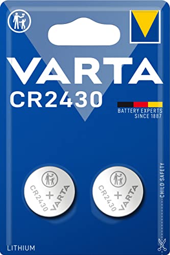 VARTA Batterien Knopfzelle CR2430, 2 Stück, Lithium Coin, 3V, kindersichere Verpackung, für elektronische Kleingeräte - Autoschlüssel, Fernbedienungen, Waagen von Varta