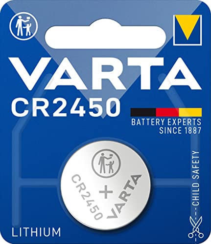 VARTA Batterien Knopfzelle CR2450, 1 Stück, Lithium Coin, 3V, kindersichere Verpackung, für elektronische Kleingeräte - Autoschlüssel, Fernbedienungen, Waagen von Varta