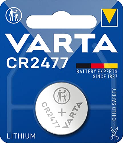 VARTA Batterien Knopfzelle CR2477, 1 Stück, Lithium Coin, 3V, kindersichere Verpackung, für elektronische Kleingeräte - Autoschlüssel, Fernbedienungen, Waagen von Varta