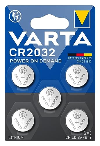 VARTA Batterien Knopfzellen CR2032, 5 Stück, Power on Demand, Lithium, 3V, kindersichere Verpackung, für Smart Home Geräte, Autoschlüssel und weitere Anwendungen [Exklusiv bei Amazon] von Varta