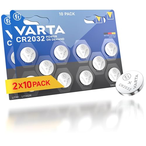 VARTA Batterien Knopfzellen CR2032, 20 Stück, Power on Demand, Lithium Coin, 3V, kindersichere Verpackung, für elektronische Kleingeräte - Autoschlüssel, Fernbedienungen, Waagen von VARTA