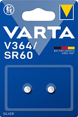 VARTA Batterien Knopfzellen V364/SR60 , 2 Stück, Silver Coin, 1,55V, kindersichere Verpackung, für elektronische Kleingeräte - Uhren, Autoschlüssel, Fernbedienungen, Waagen, Made in Germany von Varta