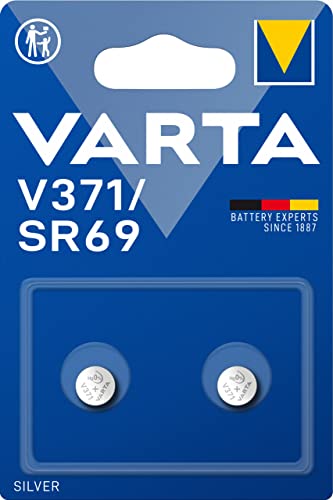 VARTA Batterien Knopfzellen V371/SR69, 2 Stück, Silver Coin, 1,55V, kindersichere Verpackung, für elektronische Kleingeräte - Uhren, Autoschlüssel, Fernbedienungen, Waagen, Made in Germany von Varta