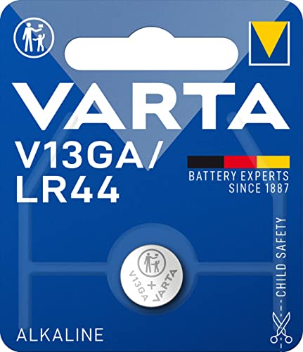 VARTA Batterien V13GA/LR44 Knopfzelle, 1 Stück, Alkaline Special, 1,5V, kindersichere Verpackung, für Spielsachen, Taschenrechner, Messgeräte von Varta
