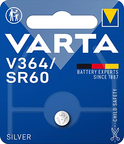 VARTA Batterien V364/SR60 Knopfzelle, 1 Stück, Silver Coin, 1,55V, kindersichere Verpackung, für elektronische Kleingeräte - Uhren, Autoschlüssel, Fernbedienungen, Waagen, Made in Germany von Varta