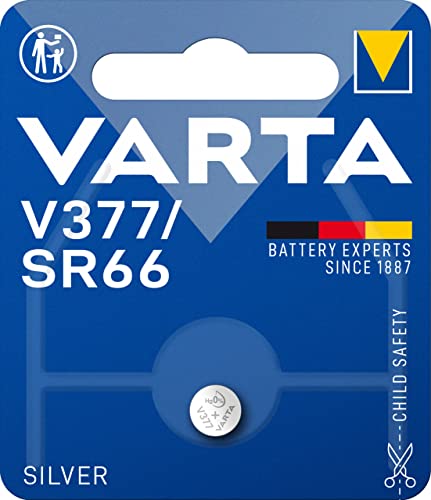 VARTA Batterien V377/SR66 Knopfzelle, 1 Stück, Silver Coin, 1,55V, kindersichere Verpackung, für elektronische Kleingeräte - Uhren, Autoschlüssel, Fernbedienungen, Waagen, Made in Germany von Varta