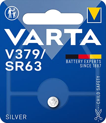 VARTA Batterien V379/SR63 Knopfzelle, 1 Stück, Silver Coin, 1,55V, kindersichere Verpackung, für elektronische Kleingeräte - Uhren, Autoschlüssel, Fernbedienungen, Waagen von Varta