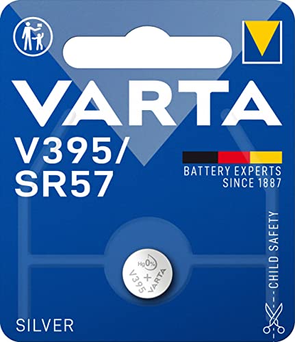 VARTA Batterien V395/SR57 Knopfzelle, 1 Stück, Silver Coin, 1,55V, kindersichere Verpackung, für elektronische Kleingeräte - Uhren, Autoschlüssel, Fernbedienungen, Waagen von Varta