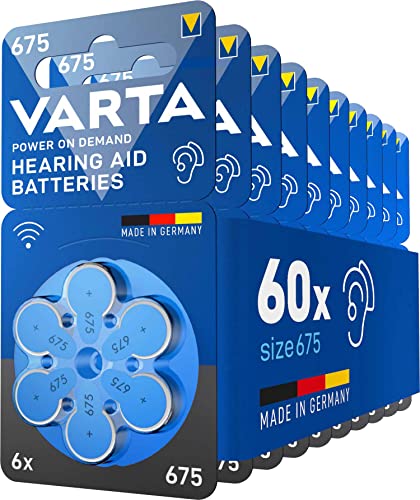 VARTA Hörgerätebatterien Typ 675 blau, Batterien 60 Stück Vorratspack, Power on Demand, wireless approved, Größe p 675 für Hörgeräte & Hörhilfen, Made in Germany VARTA Hörgerätebatterien Typ 675 blau, Batterien 60 Stück Vorratspack, Power on Demand, wireless approved, Größe p 675 für Hörgeräte & Hörhilfen, Made in Germany von Varta
