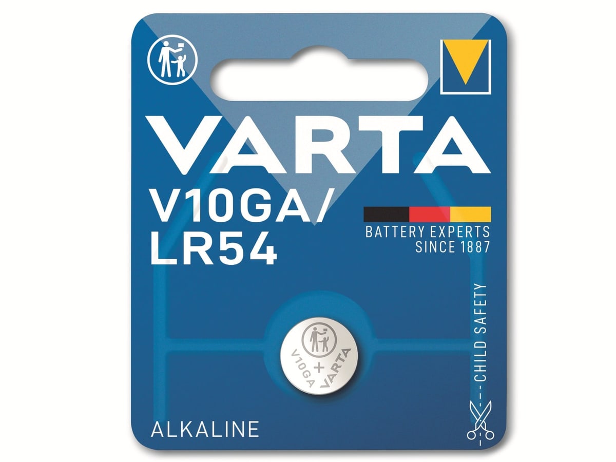 VARTA Knopfzelle Alkaline, LR54, 1.5V V10GA, 1.5V, 1 Stück von Varta