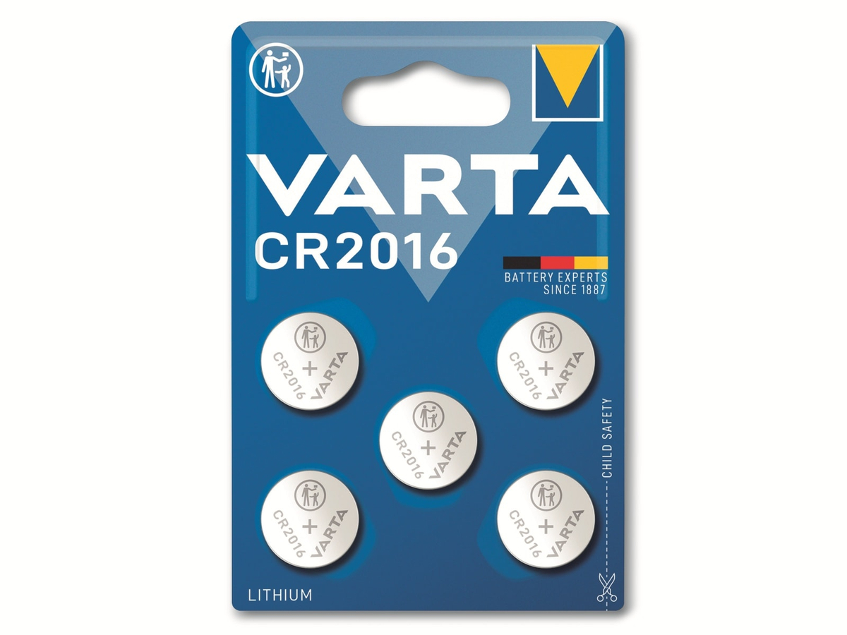 VARTA Knopfzelle Lithium, CR2016, 3V 5 Stück VARTA Knopfzelle Lithium, CR2016, 3V 5 Stück von Varta