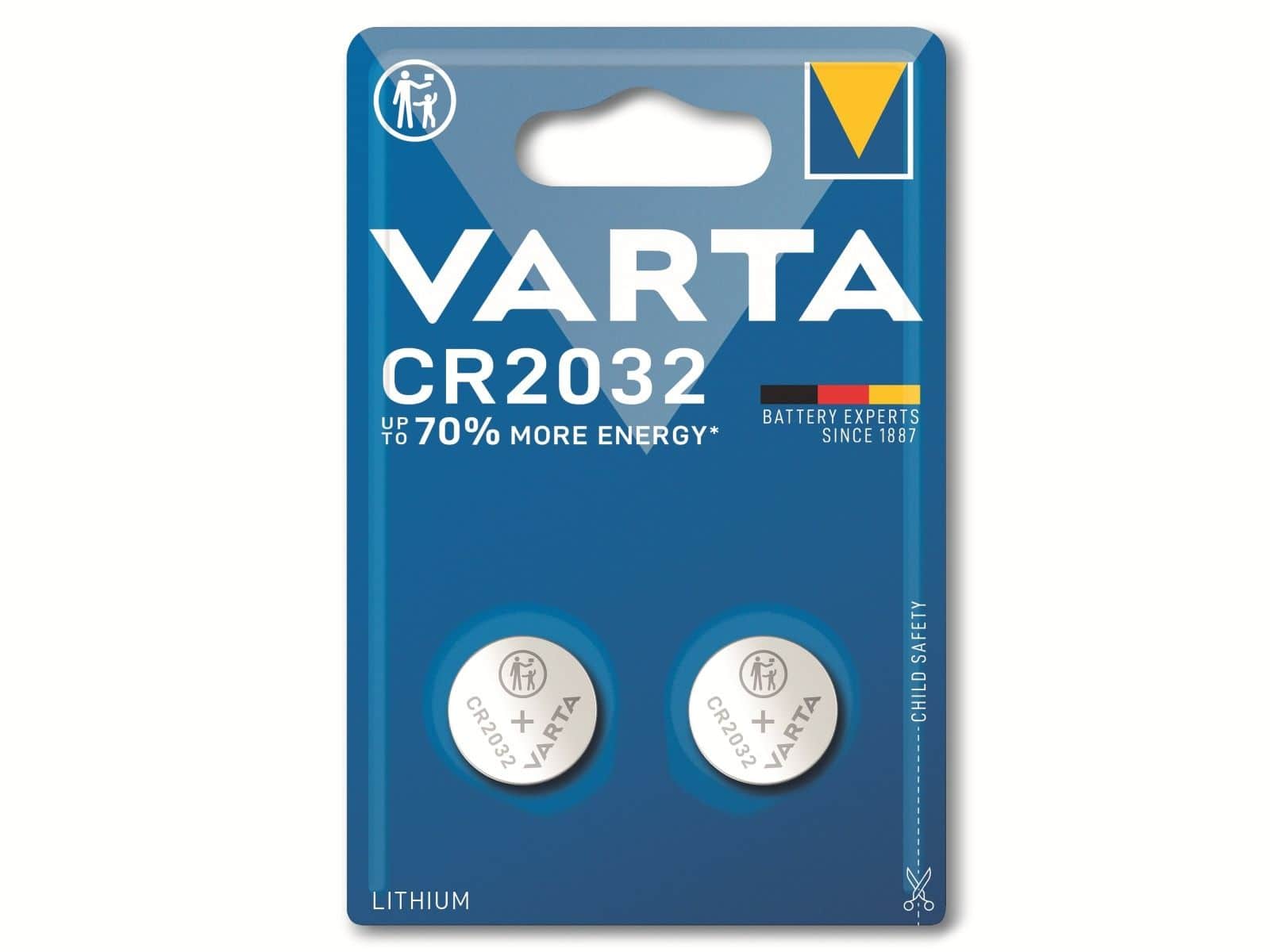 VARTA Knopfzelle Lithium, CR2032, 3V 2 Stück von Varta
