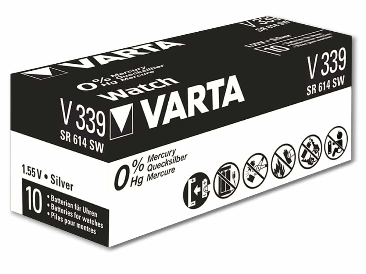 VARTA Knopfzelle Silver Oxide, 339 SR614, 1.55V, 10 Stück von Varta
