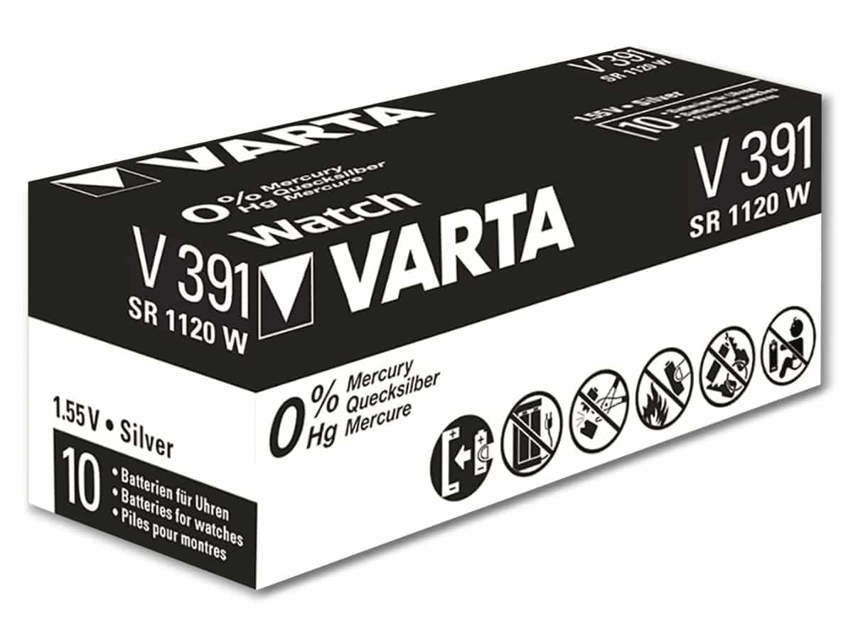 VARTA Knopfzelle Silver Oxide, 391 SR55, 1.55V, 10 Stück von Varta